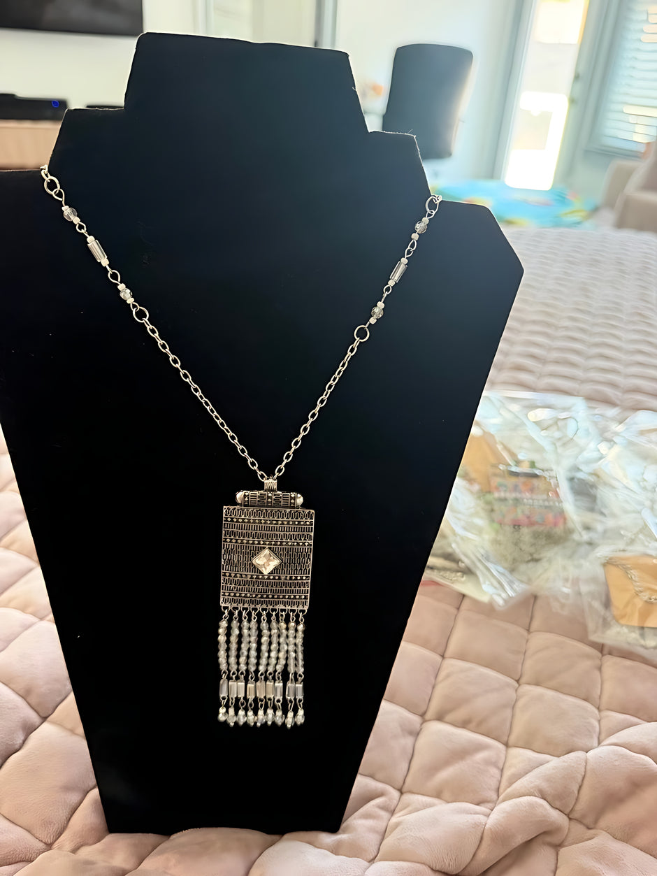 Bohemian Beaded Tassel Pendant Necklace / Ruchi
