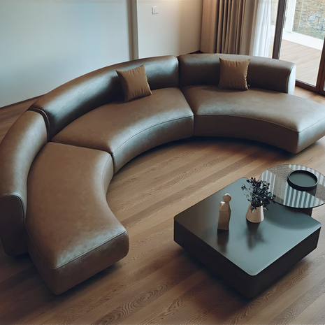 Semi Circular Sectional Leather Sofa / Ruchi