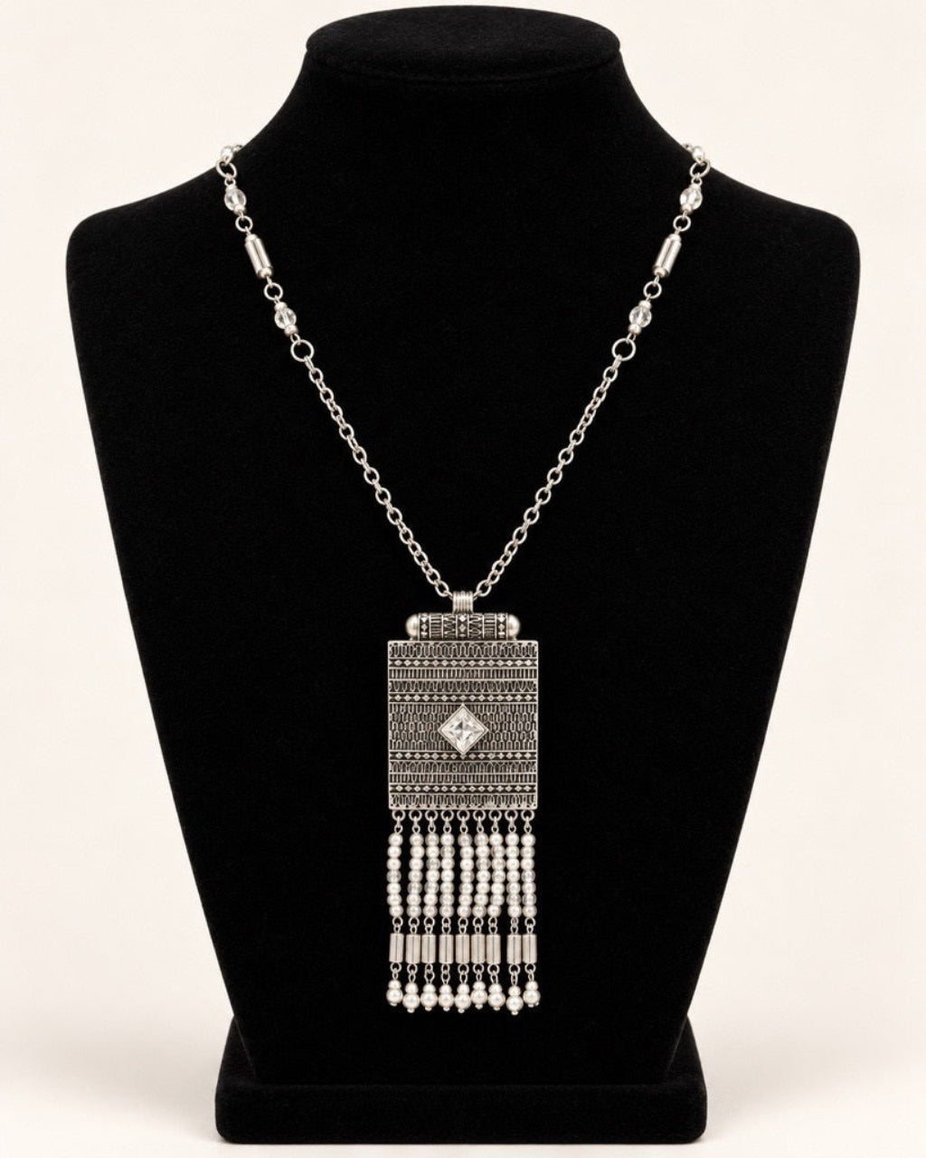 Bohemian Beaded Tassel Pendant Necklace / Ruchi