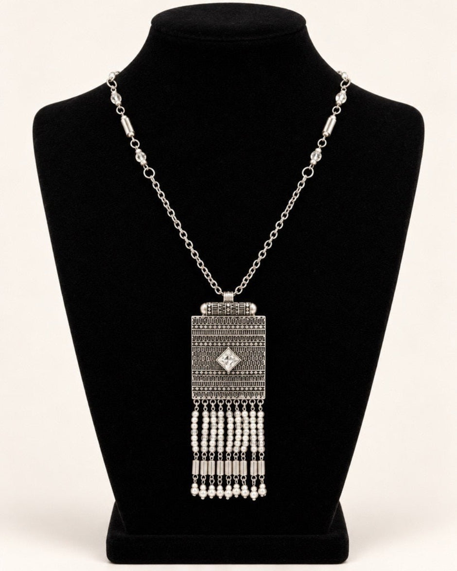 Bohemian Beaded Tassel Pendant Necklace / Ruchi