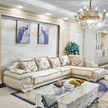 European L-Shape Fabric and Leather Sectional Sofa