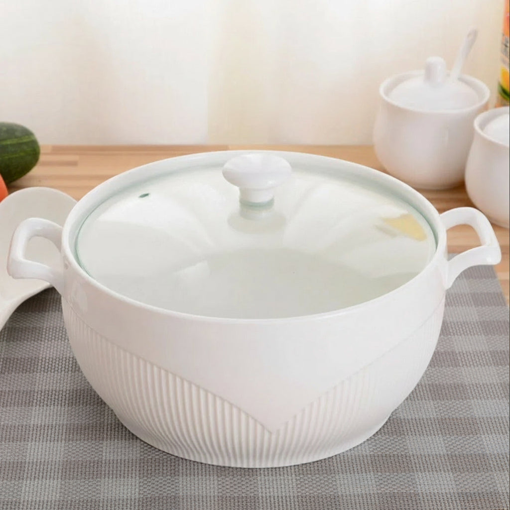 Round Ceramic Soup Bowl With Lid / Ruchi
