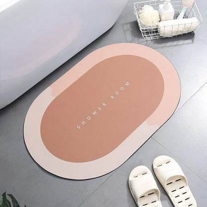 Anti Slip Stripped Oval Rubber Carpet Bathroom Mat / ruchi