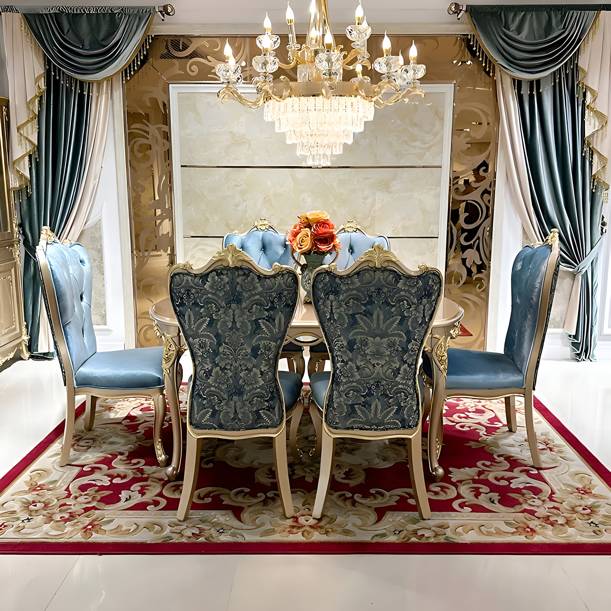 European Oval Wooden Dining Table Set / Ruchi