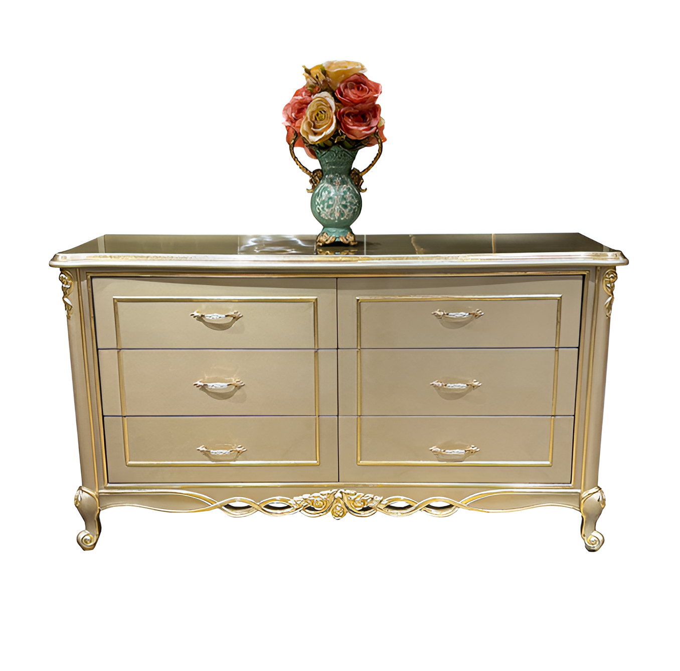 European Wooden Buffet Table With Drawers / Ruchi