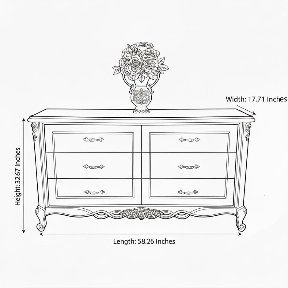 European Wooden Buffet Table With Drawers