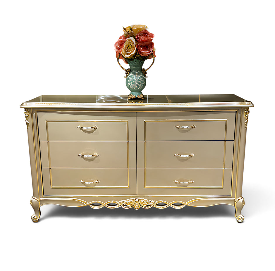 European Wooden Buffet Table With Drawers / Ruchi