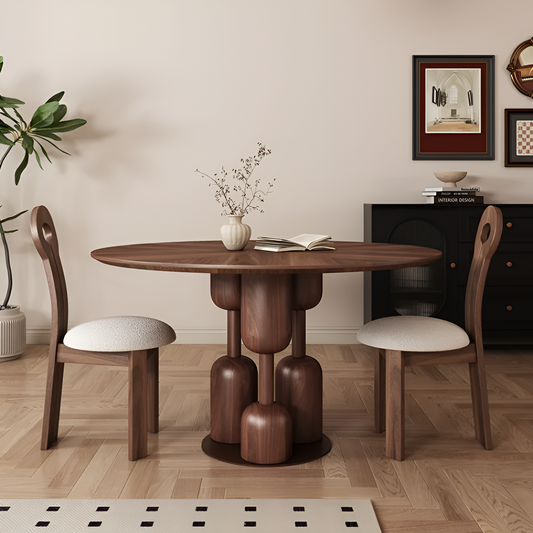 Round Wooden Dining Table with 4 Chairs / Ruchi