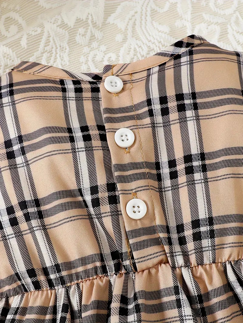 Cute Plaid Design Summer Comfy Polyester Outfit Set / Ruchi 