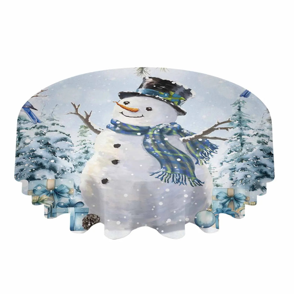 60-Inch Round Printed Polyester Tablecloth For Christmas / Ruchi
