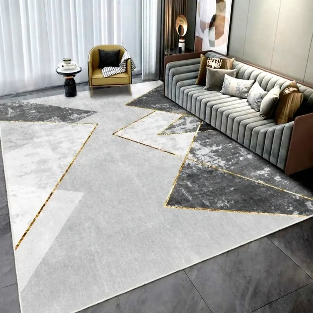 Geometric Polyester Fiber Anti-Slip Floor Rug