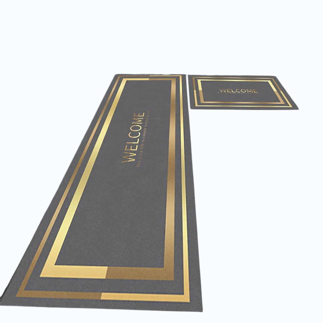 Set Of 2 Modern Non-Slip Water Absorbent Velvet Floor Mat