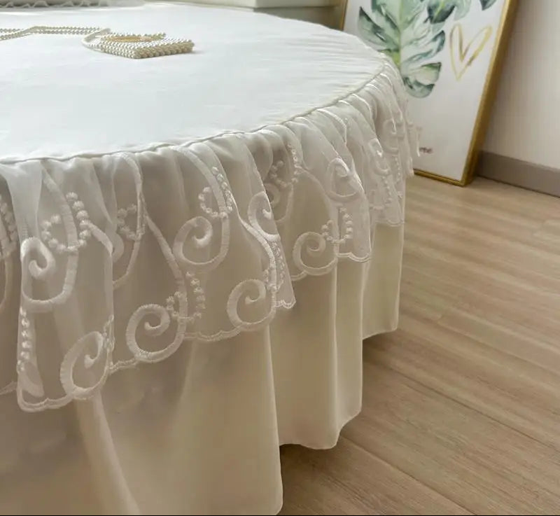 Round Microfiber Fabric Fitted Bedsheet And Bed-Skirt