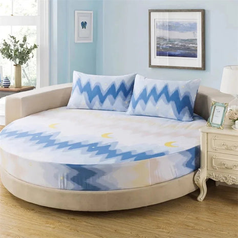 Round Cotton Fitted Bedsheet Set / Ruchi