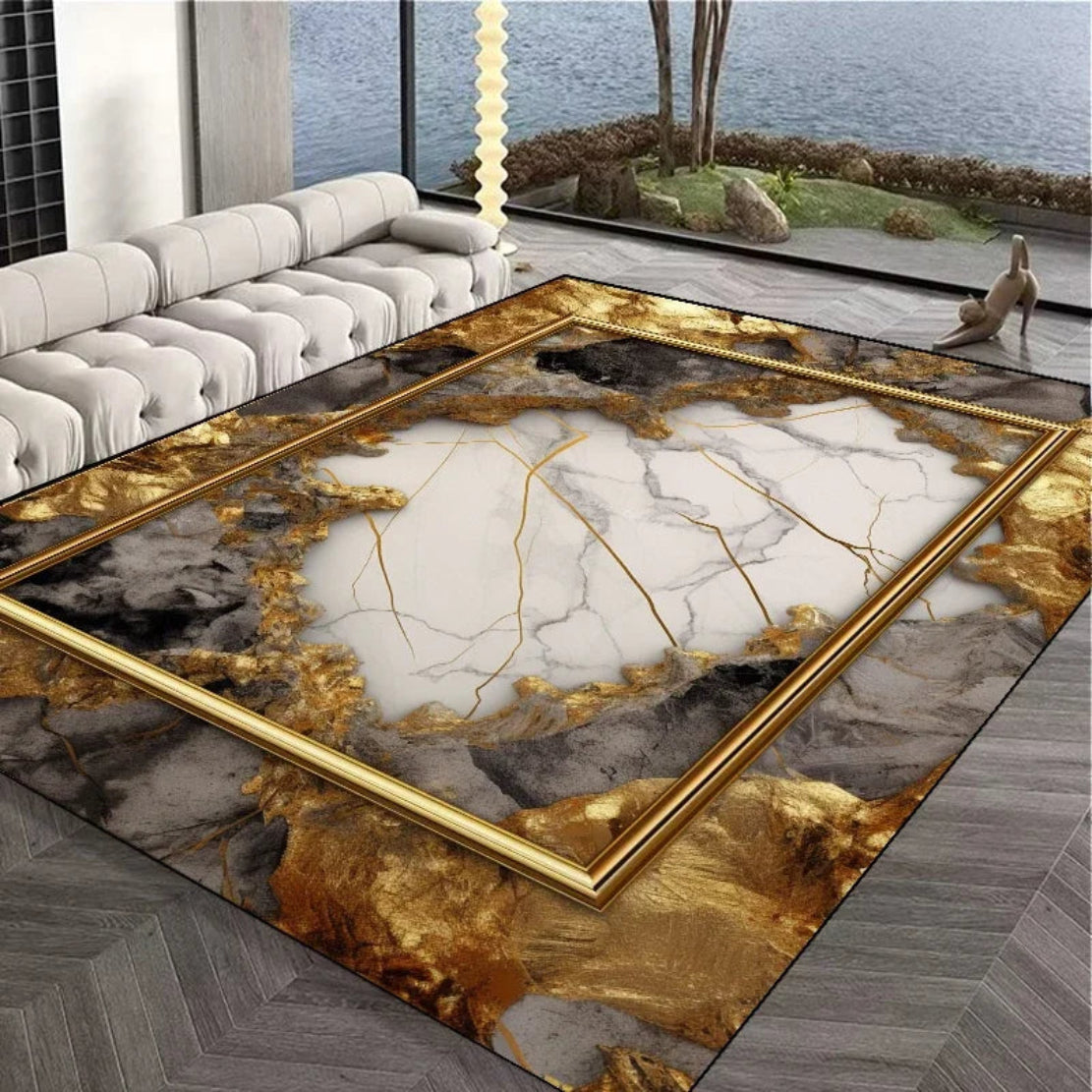 Marble Designed Flannel Anti Slip Rug