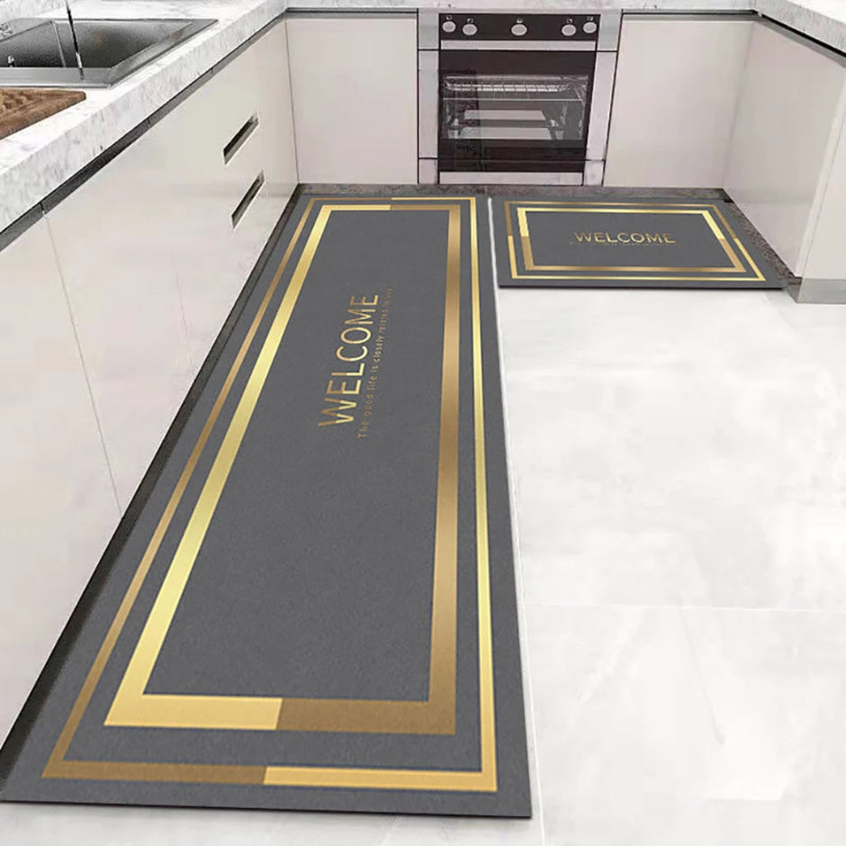 Set Of 2 Modern Non-Slip Water Absorbent Velvet Floor Mat