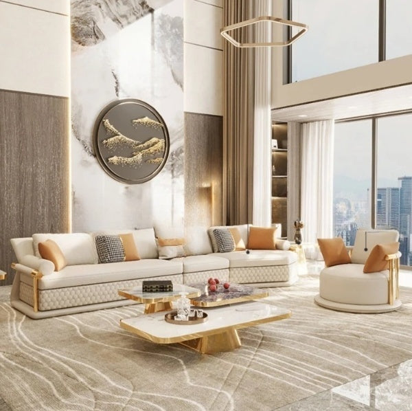 Modern Leather Upholstery Sectional Sofa Set / Ruchi