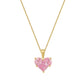 Endearing Pink Crystal Love Pendant Golden Metal Necklace / Ruchi