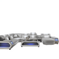 U-Shaped LED Leather Sectional Sofa With Chaise / Ruchi