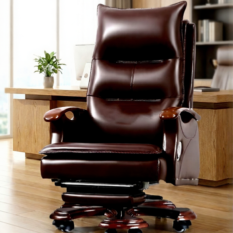 Modern Reclining Leather Office Chair With Footrest / Ruchi