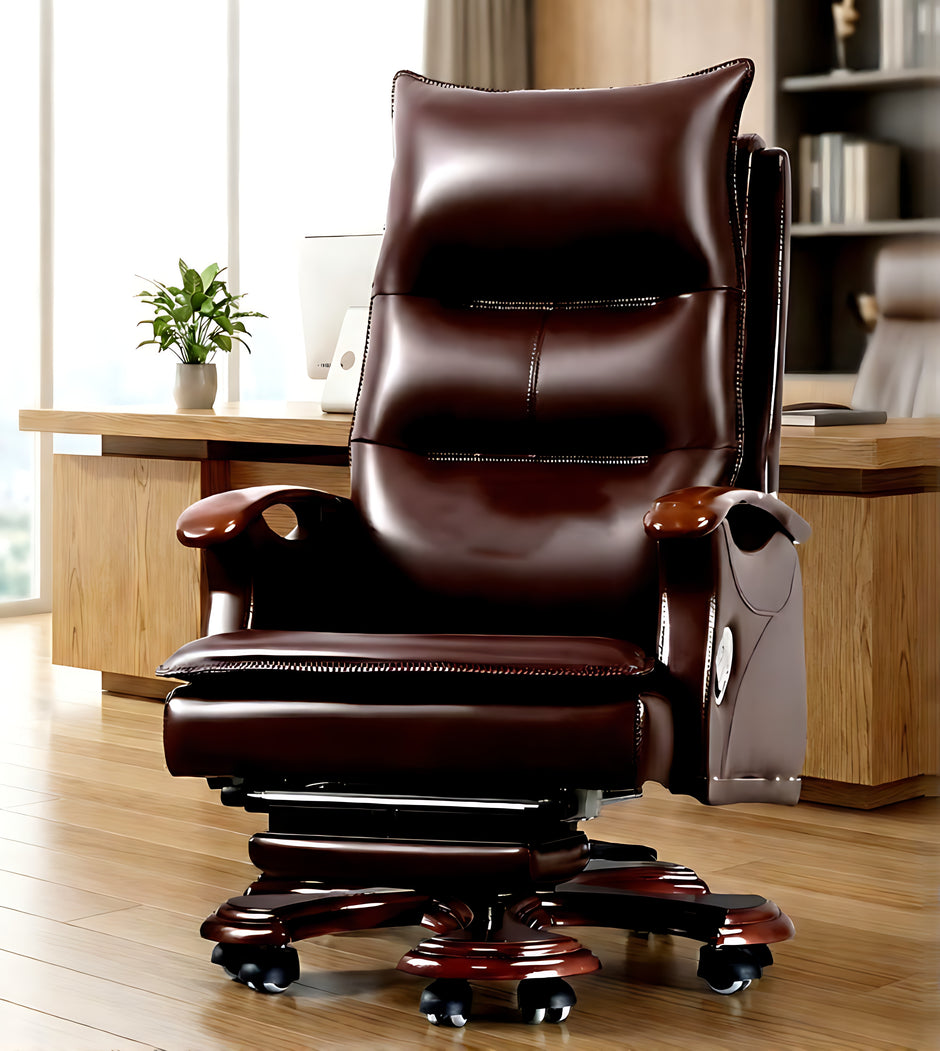 Modern Reclining Leather Office Chair With Footrest / Ruchi