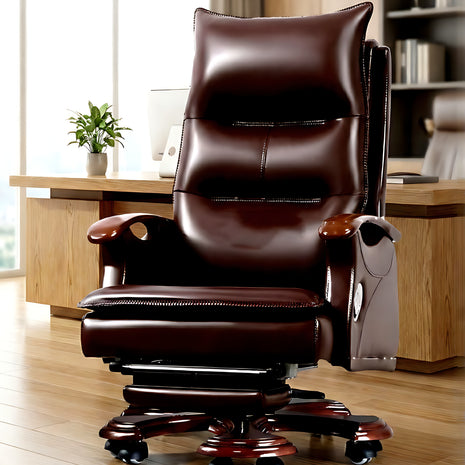 Modern Reclining Leather Office Chair With Footrest / Ruchi