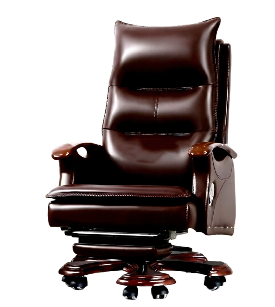 Ergonomic Reclining Leather Office Chair With Footrest
