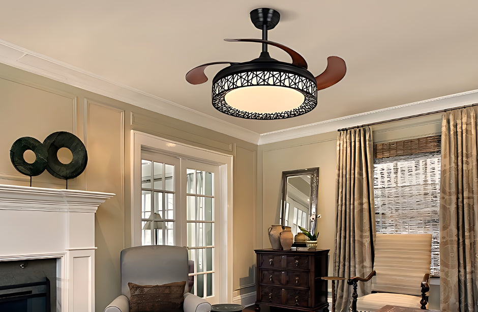 Retractable Ceiling Fan With Light And Remote / Ruchi