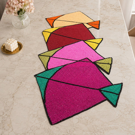 Affluent Floral Beaded Table Runner / Ruchi