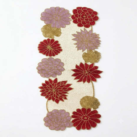 Affluent Floral Beaded Table Runner / Ruchi