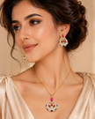 American Diamond Tear Drop Earrings And Necklace Set / Ruchi