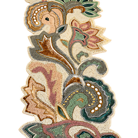 Artisan Paisley Beaded Table Runner / Ruchi