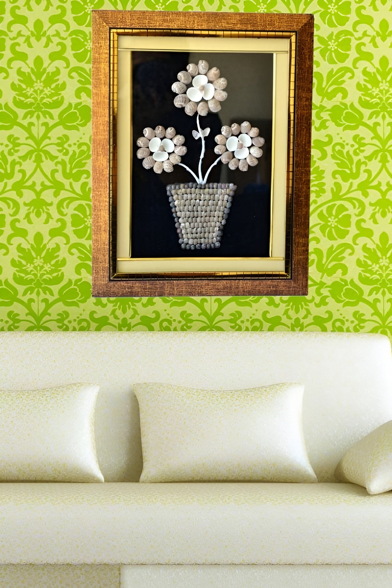 Artistic Creative Glass Framed Flower Pot Wall Art / Ruchi