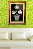Artistic Creative Glass Framed Flower Pot Wall Art / Ruchi
