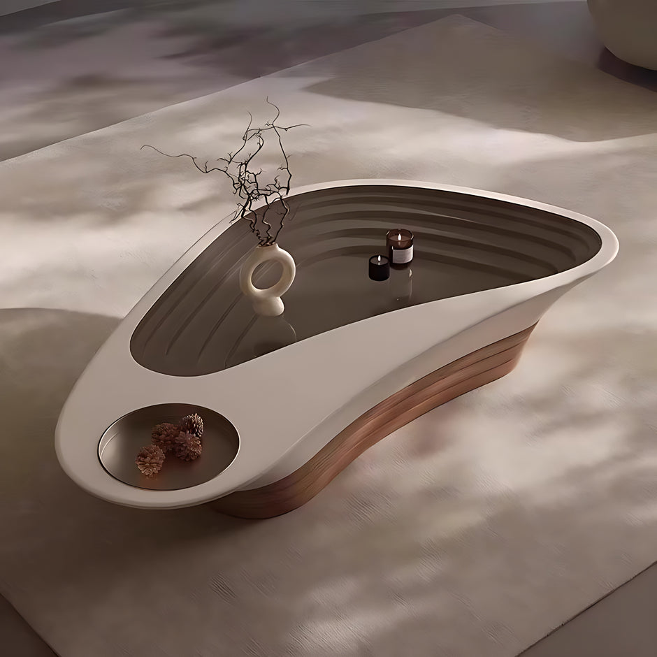 Artistic Glass Top Wooden Coffee Table / Ruchi