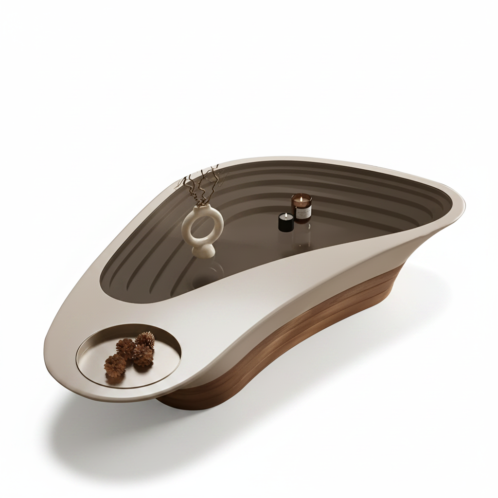 Artistic Glass Top Wooden Coffee Table / Ruchi