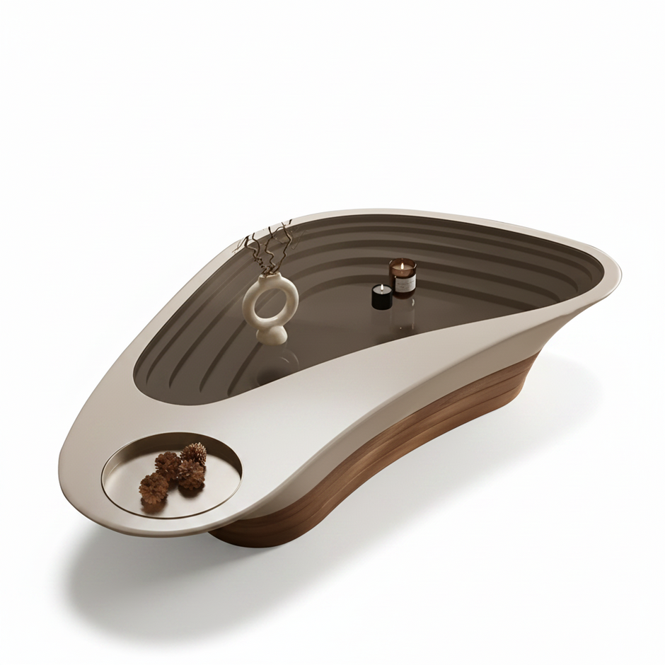Artistic Glass Top Wooden Coffee Table / Ruchi