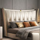 Modern Luxurious Leather King Size Bed With Night Stand / Ruchi