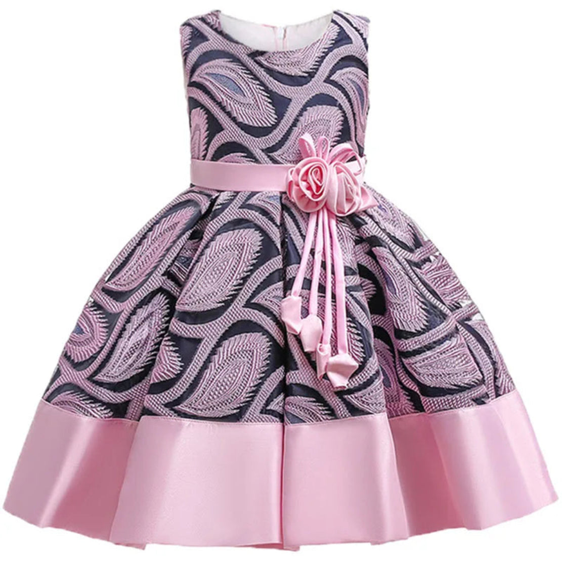 Sleeveless Floral Design Polyester Girl Kids Dress / Ruchi
