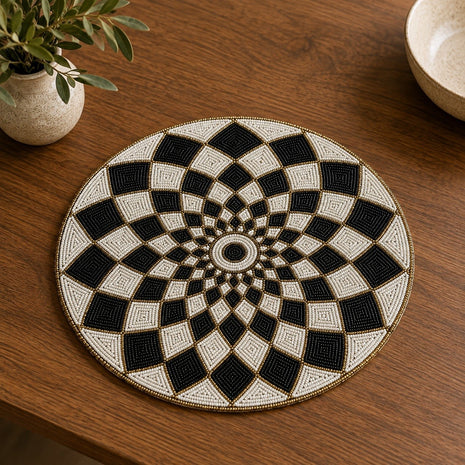Beaded Geometric Pattern Placemat Set Of 2 / Ruchi