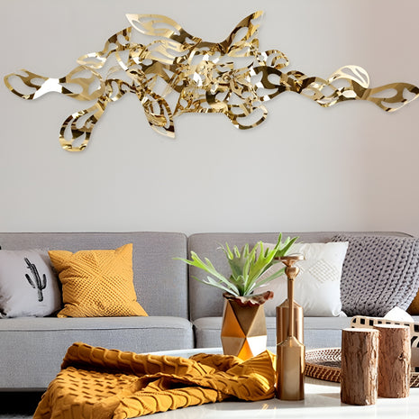 Wavy Lines Golden Metal Wall Hanging / Ruchi