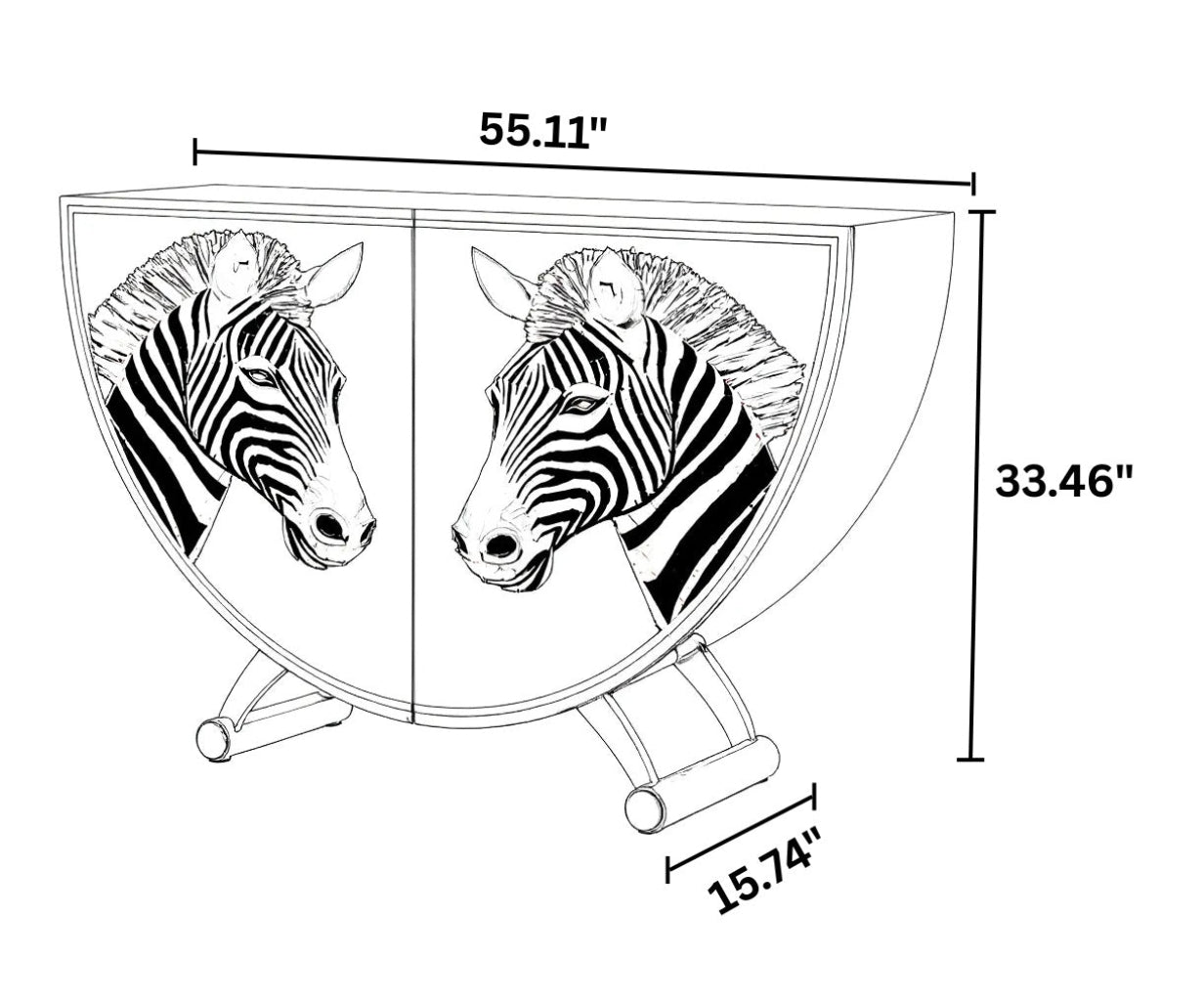 Painted Zebra Wooden Buffet Table With Storage / Ruchi