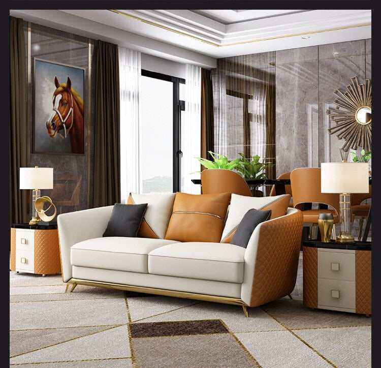 Astonishing Curvy Back Leather 1-2-3 Seater Sofa Set / Ruchi