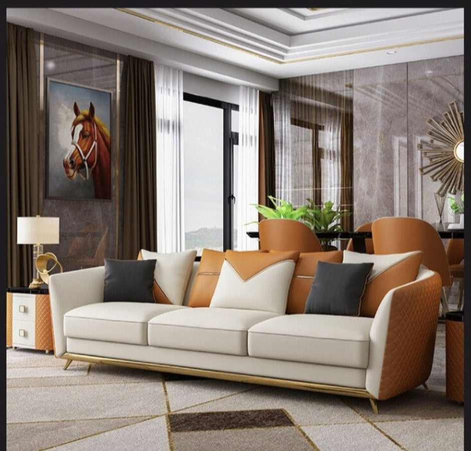 Astonishing Curvy Back Leather 1-2-3 Seater Sofa Set / Ruchi