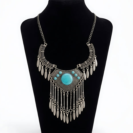 Bohemian Silver Alloy Turquoise Necklace / Ruchi