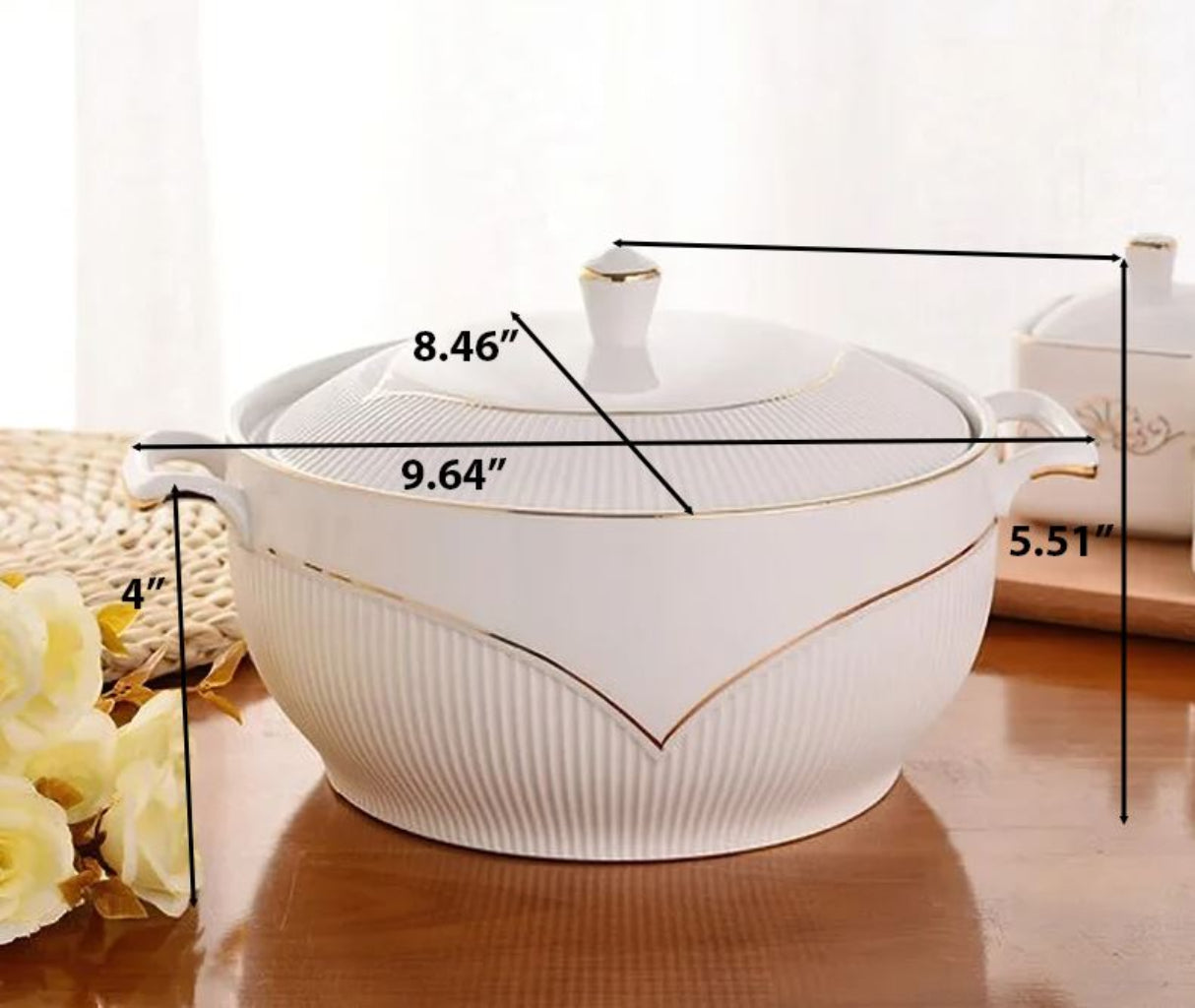 Round Ceramic Soup Bowl With Lid