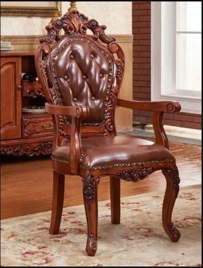 Set Of 4 European Artistic Leather Style Button Tufted Dining Chair / Ruchi