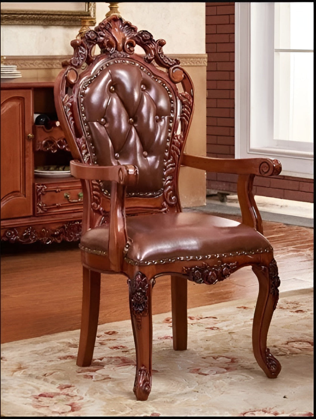European Leather Upholstered Dining Chairs Set Of 4 / Ruchi