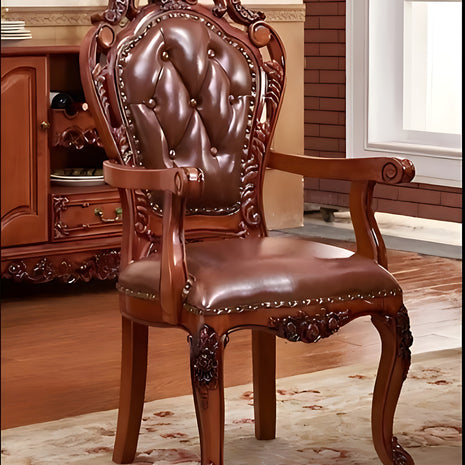 European Leather Upholstered Dining Chairs Set Of 4 / Ruchi