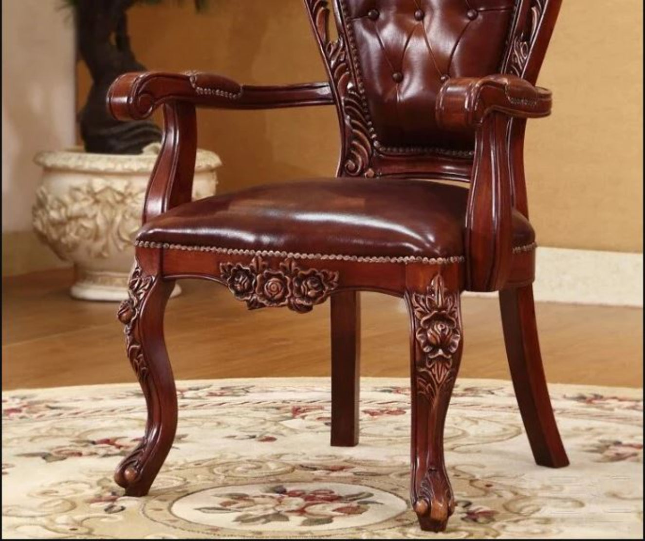 European Leather Upholstered Dining Chairs Set Of 4 / Ruchi